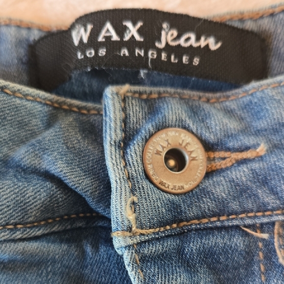 Wax Jeans LA Med Cut-Off Jean Skirt Daily Distressed Denim Club Beach Festival - Picture 3 of 7